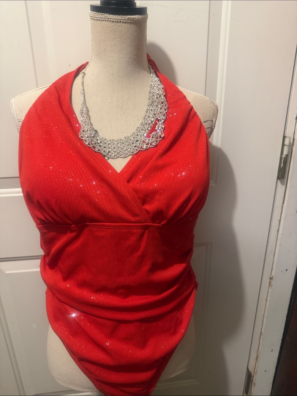New SHEIN Red Sparkle Swim Suit
